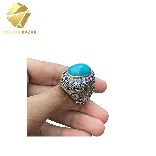 Pure Silver Hussaini Feroza Ring