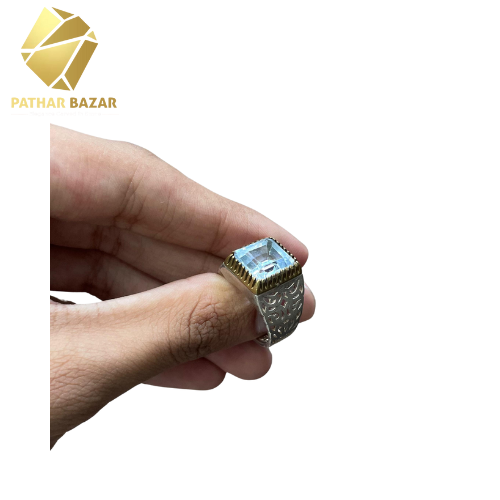 Pure Silver Aquamarine Ring
